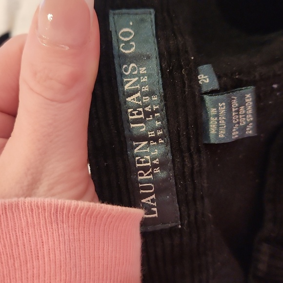 RALPH LAUREN JEANS CO SIZE 2 PETITE BLACK CORDUROY PANTS - Picture 3 of 12
